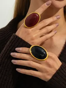 Boho Geometric Oval Resin Inlay Fashion Women's Ring, Elegant Daily Party Jewelry, Versatile Charm Fake Gemstone Gift, Geometric Design Ring