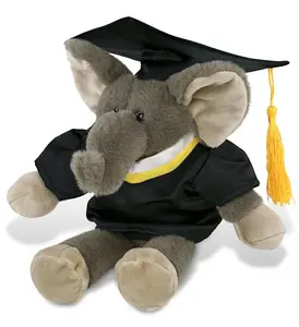 DOLLIBU 10.5" Super-Soft Polyester Long-Leg Elephant Graduation Stuffed Toy - Ideal for Gifting, Kids' Collectibles