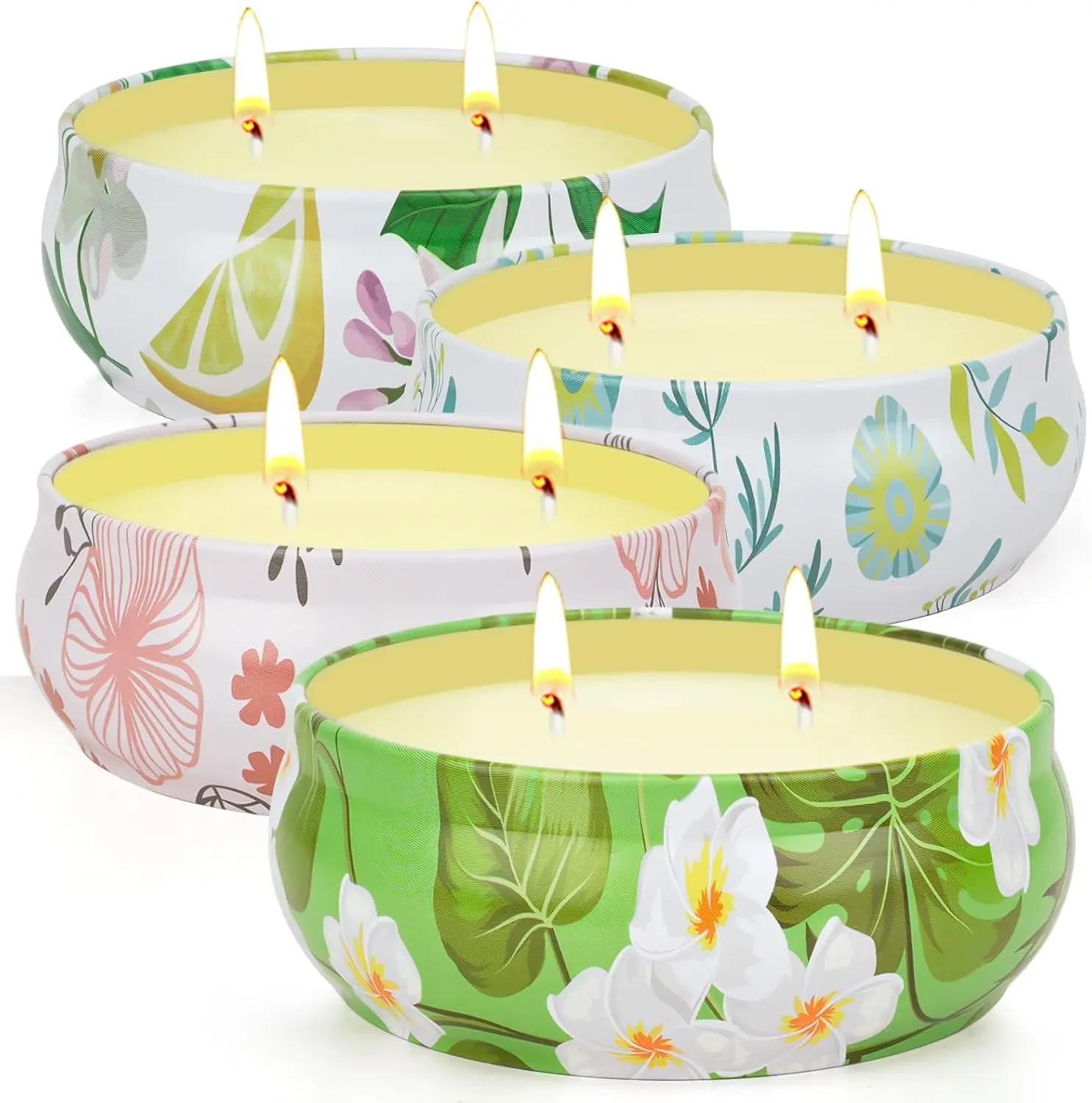 Citronella Candles Outdoor, 4 Pack Double-Wick Soy Wax Lemongrass Candles Bulk, Decorative Scented Candle for Patio Garden Yard Camping, Indoor Outside Emergency Candle, 240 Hours Burning Time