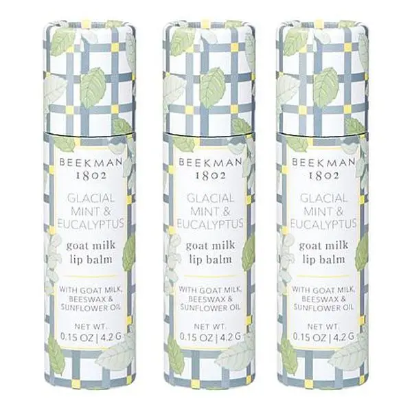 Beekman 1802 Goat Milk Glacial Mint & Eucalyptus Lip Balm 3-pack