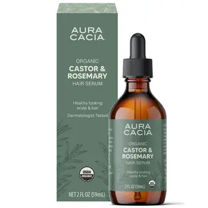 Aura Cacia Organic Castor And Rosemary Hair Serum 2 fl. oz.