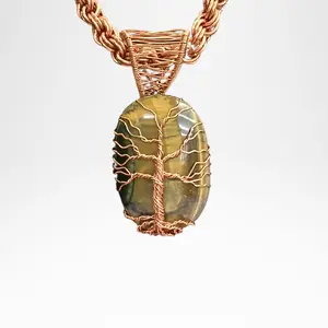Tree of Life Yellow Tigers Eye Pendant