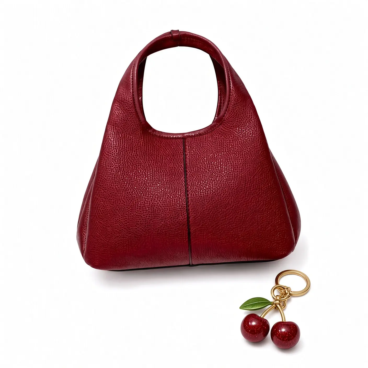 Cherry & Pony Bag Charm Keychain Set with Handbag Included, Cute Fruit and Horse Pendant Purse Accessories for Women