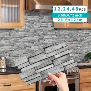 24pcs Self-Adhesive Marble Tile Stickers, Detachable and Easy to Install, Perfect for Kitchen, Bathroom, Living Room Decor, Decorative Wall Sticker