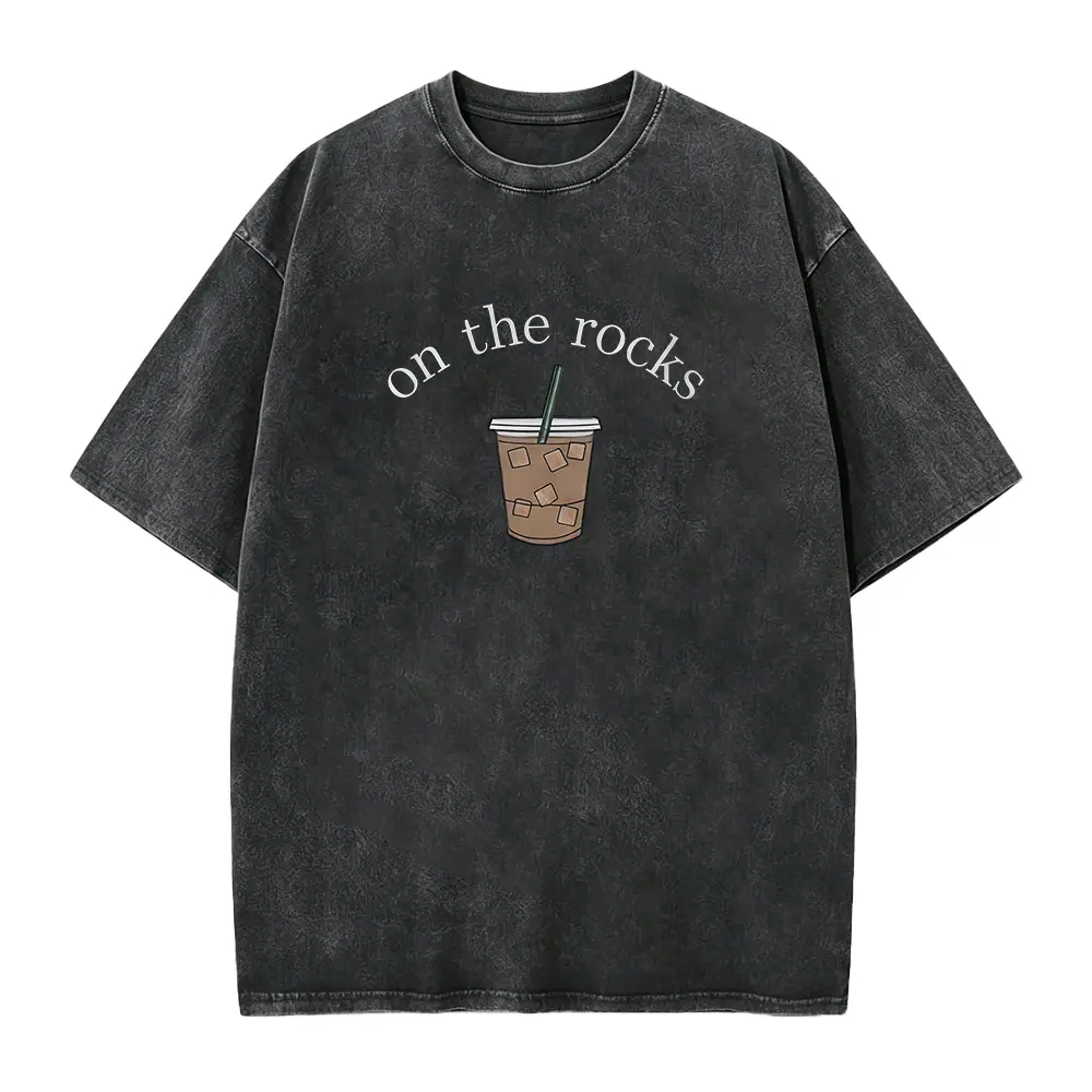 Comfort Washed Cotton Coffee Shirt - Iced Coffee Lover Gift - Multi Color Short Sleeve Tee - Funny Coffee T-Shirt - Trendy Round Neck Casual Top Fabric Menswear Soft Graphics