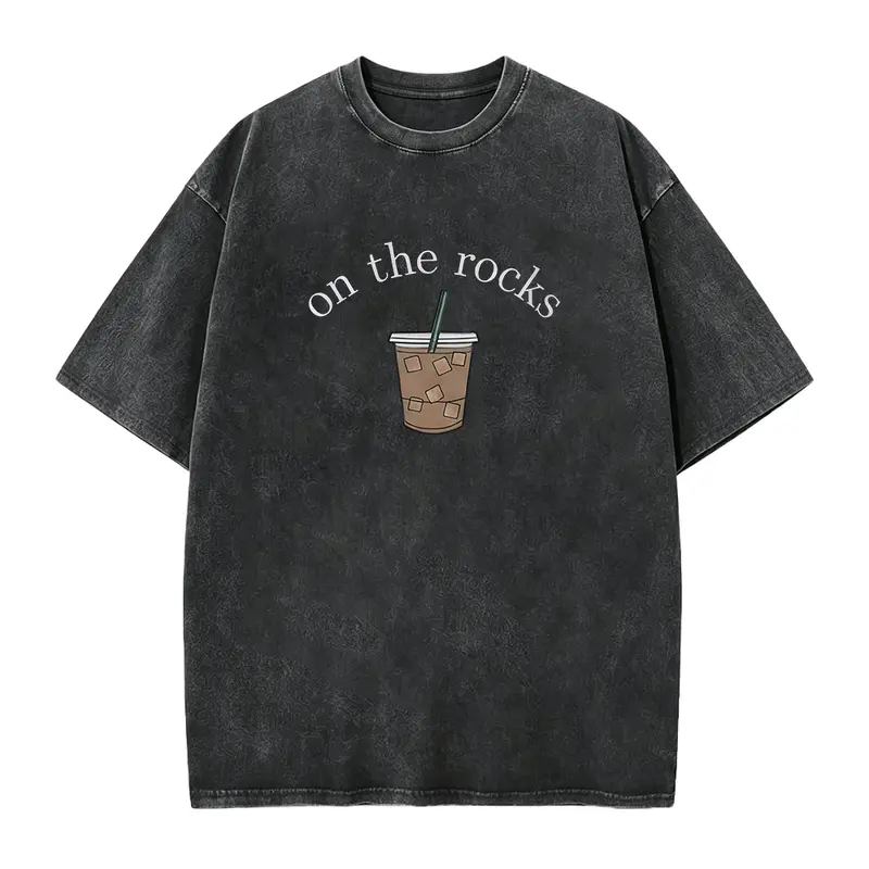 Comfort Washed Cotton Coffee Shirt - Iced Coffee Lover Gift - Multi Color Short Sleeve Tee - Funny Coffee T-Shirt - Trendy Round Neck Casual Top
