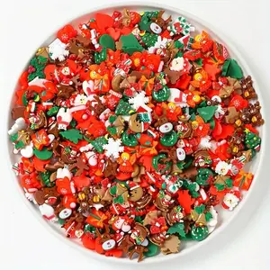 100pcs Abs Resin Christmas Charms, Flatback Embellishments for DIY Crafts, Festive Assorted Shapes for Scrapbooking & Jewelry Making, Diy Beading Accessories