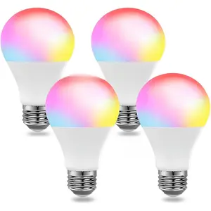 Tuya Smart Light Bulbs, RGBCW Wi-Fi Color Changing Led Bulbs Compatible with Alexa & Google Home Assistant, A19 E26 9W 800LM Multicolor Led Light Bulb, No Hub Required, Light Bulbs 4 Pack