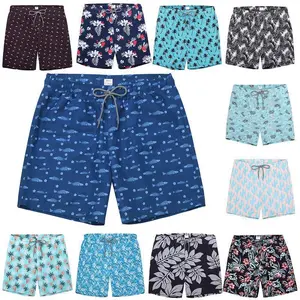 Men's Swim Trunks, Printed Drawstring Fitted, Fashionable Minimalist Design, Beach