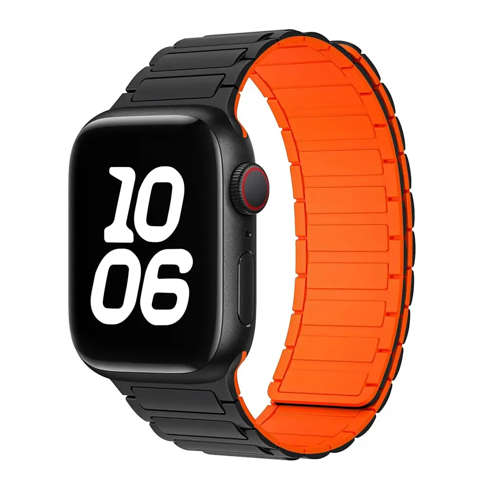 Magnetic Silicone 3-Bead 2-Section Replacement Band for Apple Watch Series 10, iWatch Wearable Accessories