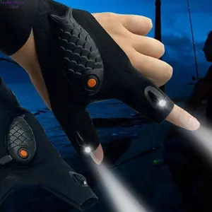 LED Adjustable Flashlight Gloves for Men & Women, Hands-Free Waterproof Lighting Gloves with Elastic Fabric, Comfortable Wear for Night Work, Camping, Fishing & Repairs