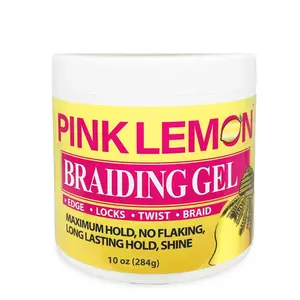PINK LEMON Braiding Gel- Maximum Hold, No Flaking, Long Lasting Hold, High Shine. For Micro, Inter, Dread, Faux, Loc, Twist, Braid, Edge. (10 oz)