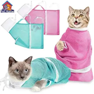Cat Bath Bag, Adjustable Multi-Functional Pet Grooming Net, Bite-Proof Scratch-Resistant Constraint Bag, Ear Cleaning, Nail Trimming, Calm Pets