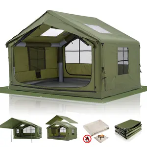 Premium Inflatable Cabin Tent with Extended Awning, 420D Heavy Duty Waterproof Glamping Tent with Stove Jack & AC Port, 6-Inch Thickened Air Columns, 4-Season Outdoor Shelter tiktokshopspringglowup,summervibes