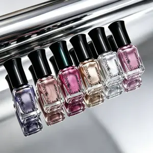 6ml Metallic Silver Mirror Effect Nail Polish Set (6 Counts), Chrome Finish, No UV Needed, Quick Dry, Long Lasting, Trendy Nail Art Design, Salon Quality DIY Nails for Women