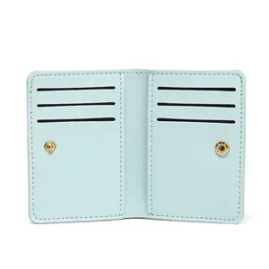 New Women's Minimalist Fold Wallet, Snap Closure Small Coin Purse, Driver’s License Card Holder, Soft Leather Student Wallet