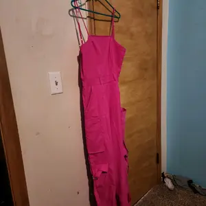 Pink Multi Pocket Women's Jump Suit for Back to School with Overalls