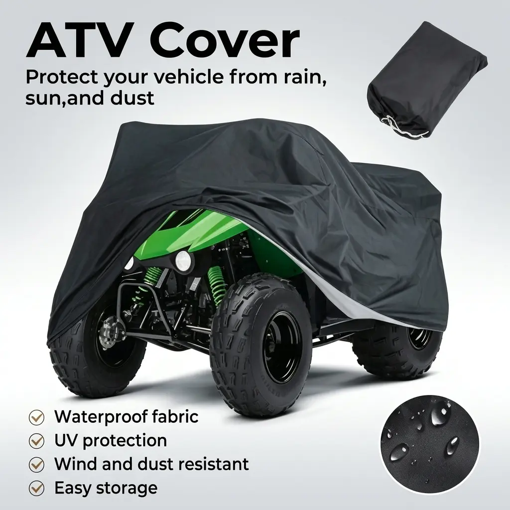 Beach Car Cover ATV Dust Cover, Suitable for Outdoor Use, Outdoor Heavy-Duty, All-Weather Windproof & UV Protection for Outdoor 4-Wheel Vehicle Cover