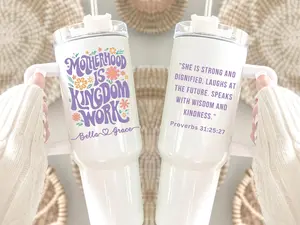 Custom Motherhood Is Kingdom 40 oz Tumbler With Kids Names, Mothers Day Gift, Christian mom gifts