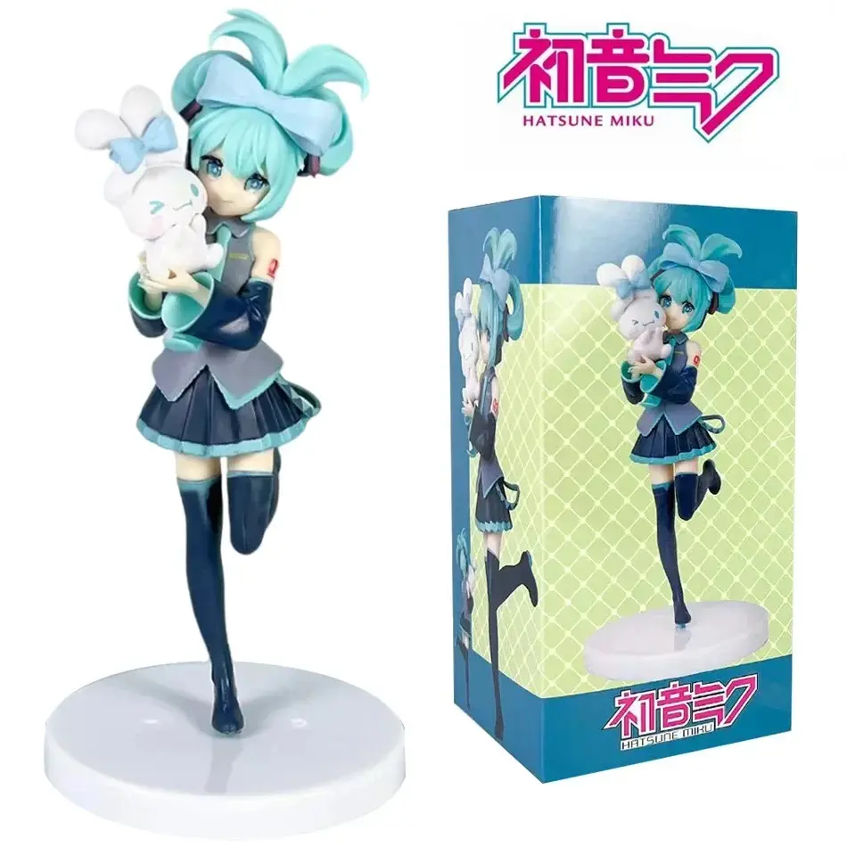 20CM Anime Hatsune Miku X Cinnamoroll Figure Anime Peripheral Collectible Models Decorative Decorations Children Kawaii Gift