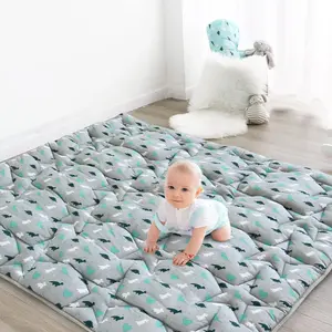 Baby Play Mat  Boys Girls, 50'' x 50'' Baby Play Mat  Playpen, One-Piece Crawling Playmat Non Slip, Toddlers, Dinosaur, Grey