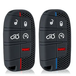 Silicone Car Key Cover Case For Dodge Ram Charger Journey Durango Jeep Grand Cherokee Chrysler Keyless Fob Shell Holder Car Key Protector Car Key Accessory