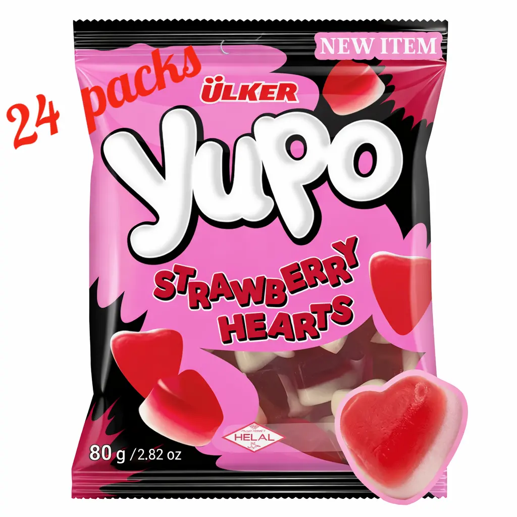 Strawberry Heart Shaped Jelly Candy – Soft Chewy Candy Hearts - Bulk Pack 24 x 2.8 oz Strawberry Heart Shaped Jelly Candy – Soft Chewy Candy Hearts - Bulk Pack 24 x 2.8 oz