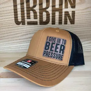 I Give in to Beer Pressure Custom Leatherette Patch Trucker Style Hat trucker hat unisex hat