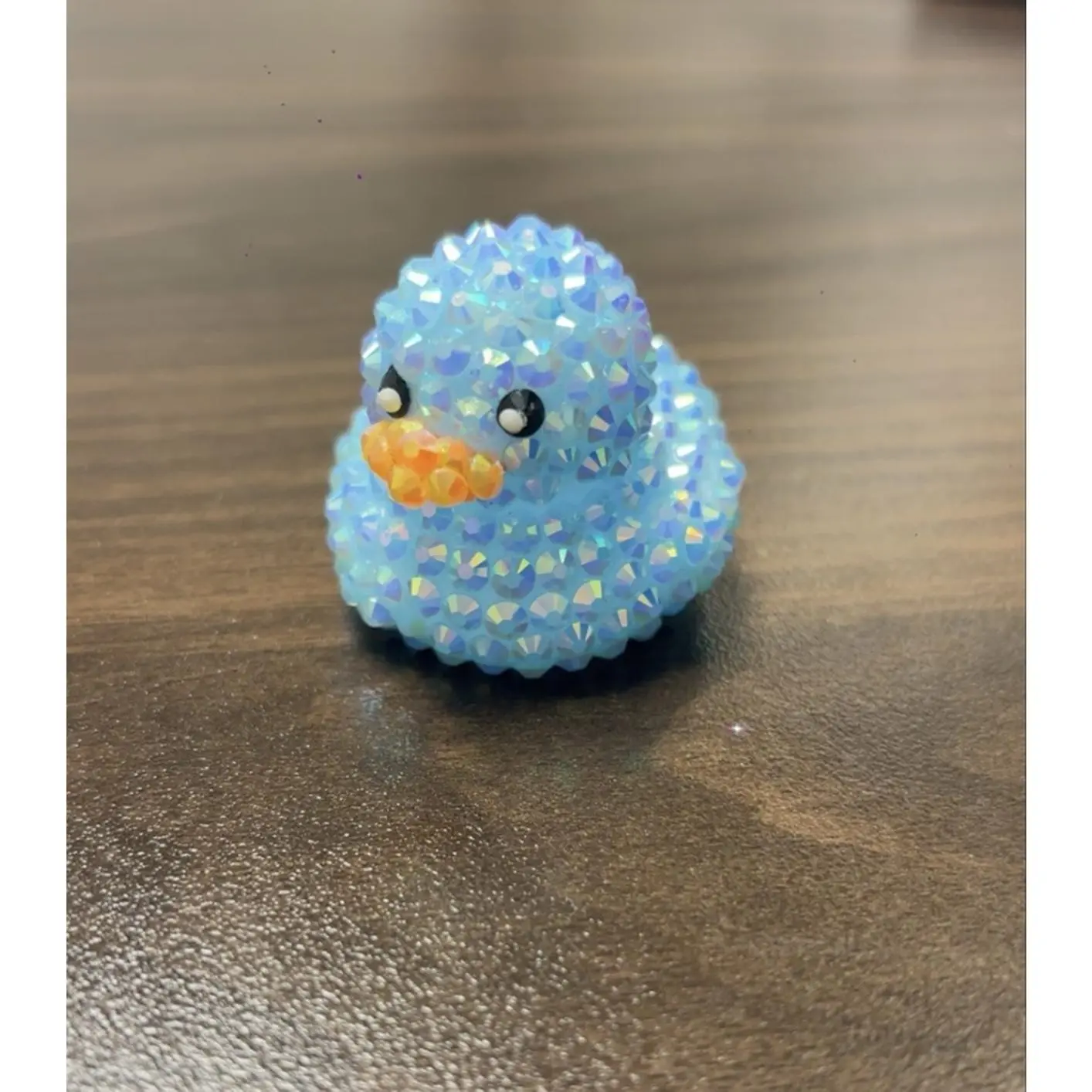 Baby Blue Rhinestone Rubber Duck - Adorable Decorative Accessory for Home Decor