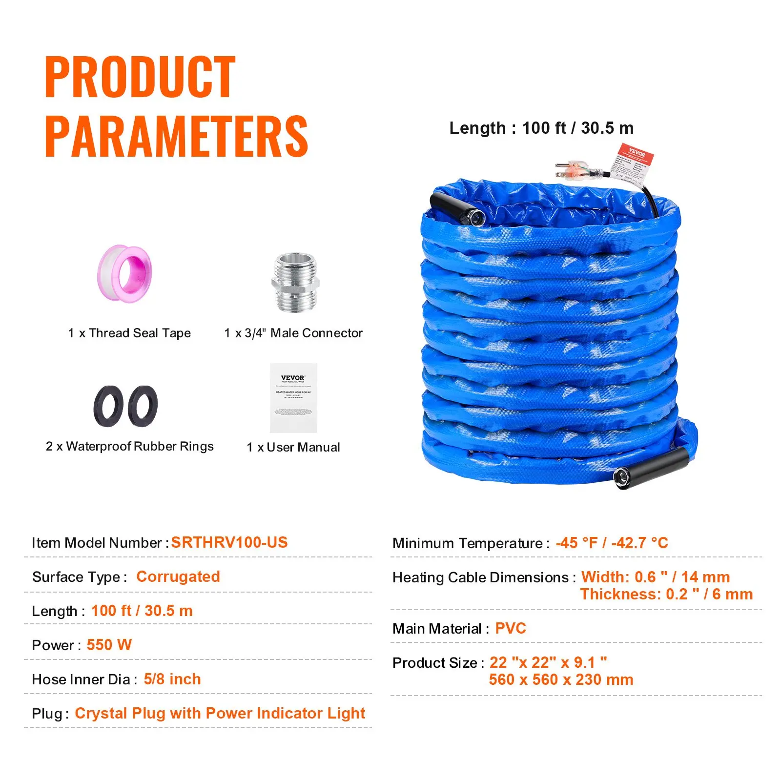 100 FT with Wrinkled Cover