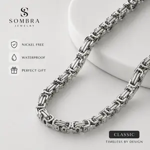 Byzantine Chain Necklace for Men 316L Stainless Steel Link Chain, 20 22 24 26 Inch Silver Necklace, Waterproof Tarnish Resistant Jewelry, Gift for Him tiktokshopspringglowup,summervibes