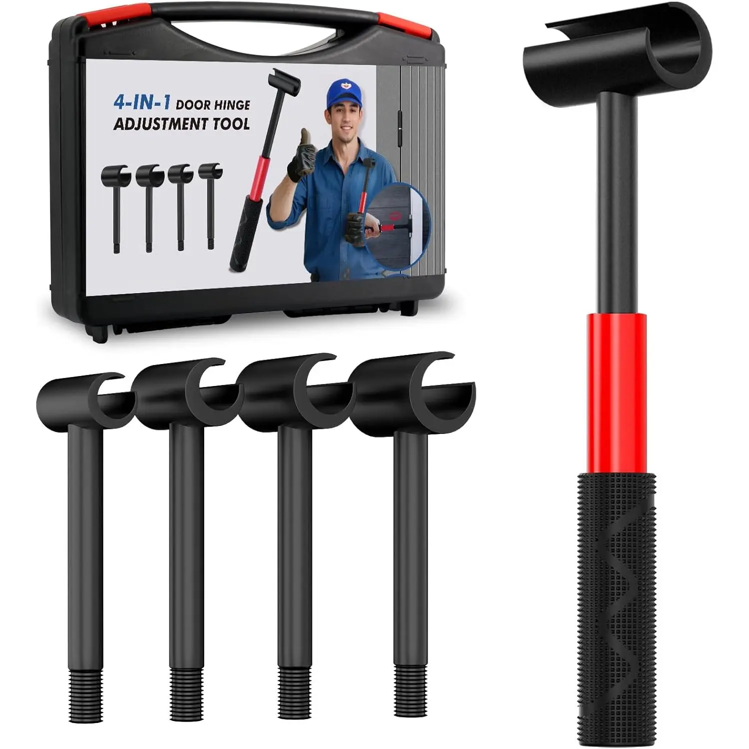4 in 1 Door Hinge Adjustment Tool Upgraded,Hinge Gap Adjusting Wrench,Door Repair Kit for Residential and Commercial,Hinge Wrench Bender Set with Rubber Grip,Cabinet Alignment Fits 14mm-25mm Hinges