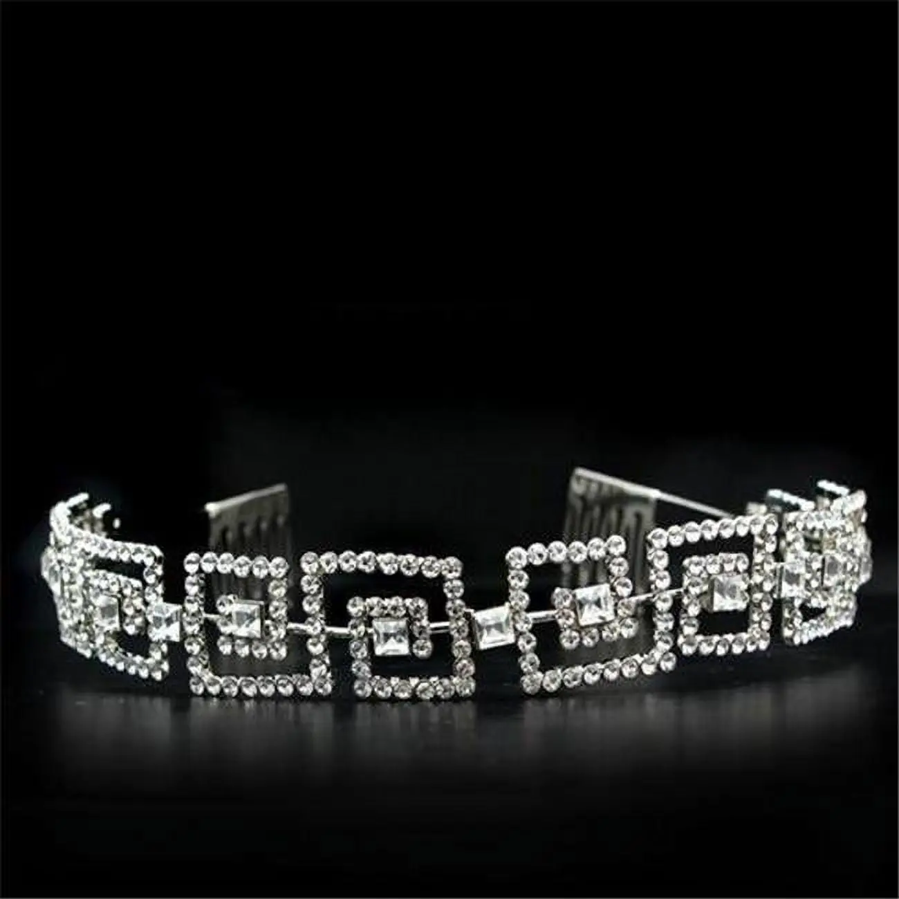 212 MAIN Men's Clip-On Tiara Crown - Brass Base, Imitation Rhodium Finish, Top-Grade Crystals for Special Occasion Costumes & Accessories