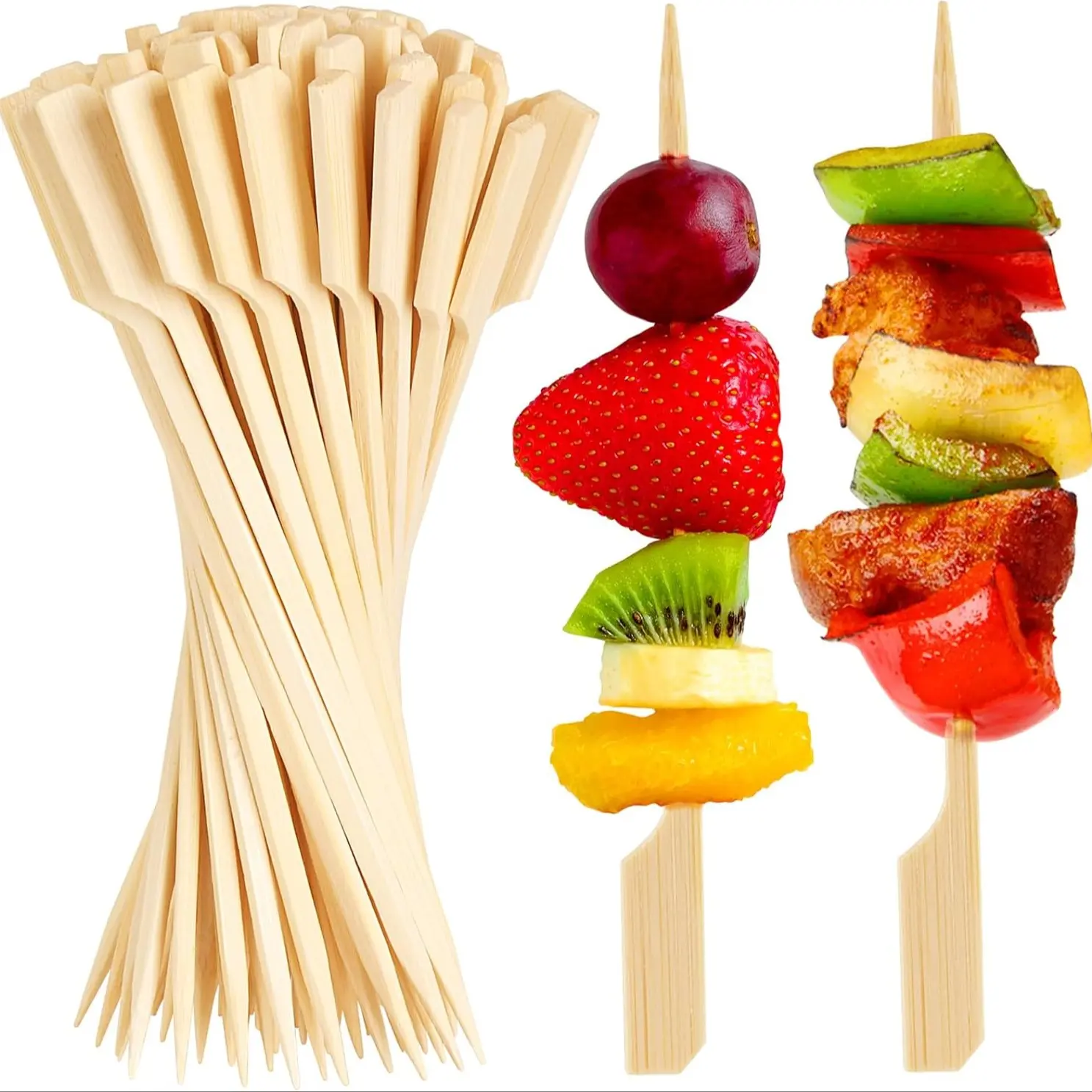 100 Pcs Bamboo Cocktail Sticks, Appetizer Picks, Wooden Spoon Shape, Flat Head Toothpicks, 4.7 Inch Party Accessories, Home Bar Accessories, Utensils