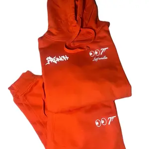 Men's Orange Sweatsuit for Outdoor Street Wear - Menswear, Pants