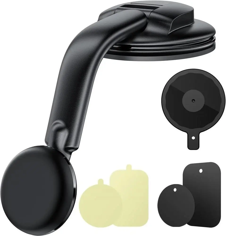 Magnetic Phone Mount for Car - 360° Rotatable, 4 Strong Magnets for Secure Attachment, Auxiliary Base, Adjustable Viewing Angle, Universal for iPhone & Samsung, Ideal for Center Console Surfaces & Driving, Phone Holder For Car Dashboard, Cellphone Car Hol