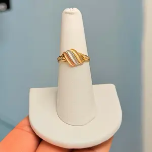 Anillo de oro 14K en 3 tonos de oro !! Sólido talla # 7
