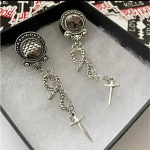 Serpent Daggers Dangle Plugs  Gauges Jewlery for stretched lobes