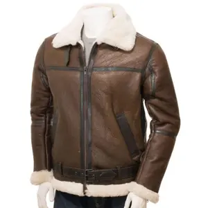 MotorCycleJackets Brown Men's Aviator Real Leather Jacket