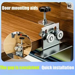 1 set of stainless steel cabinet door mounting fixtures - adjustable height tool with strong clamping function, capable of precisely adjusting the safe installation of floor/ceiling cabinets, wardrobes, and concealed doors - lightweight and portable,