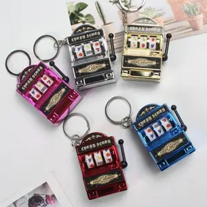 Fruit Slot Machine Keychain Lucky Charm Jackpot Mini Casino Pendant Bag Charm Novelty Gifts for Kids Adults