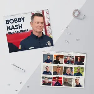 Bobby Nash 2026 Wall Calendar, Firefighter Photo Calendar Grid Design, Premium Wall Calendar for Home Office Decor, Yearly Planner for Fans, Unique Gift Idea for Her