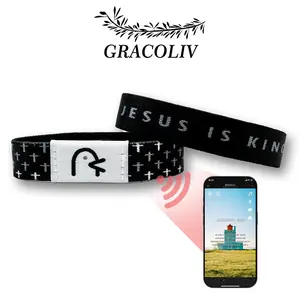 【Different from Yappy】GRACOLIV Plus Bibel Verse AI Bracelet Portable Wearable Smart Faith Bracelet for Daily Bible Verse Prayer AI Voice Faith AI Text Waterproof & Durable Scannable NFC Adjustable Device Love Like Jesus Pink bracelets for women