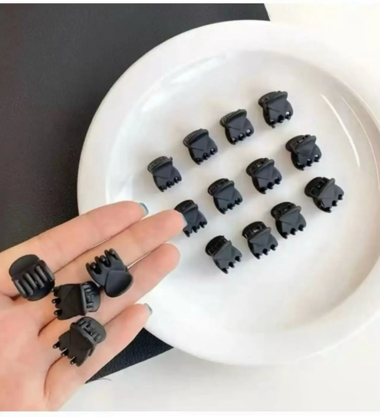 Mini Black Hair Claw Clips Set of 12 for Women, Small Non Slip Jaw Clips for Bangs, Half Up Hairstyles and Everyday Hair Styling