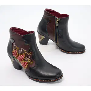L'Artiste by Spring Step Leather Heeled Ankle Boots - Zamihi