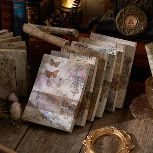 600 Sheets Light Vintage Artistic Background Paper, Hand Account DIY Sticky Notes Base Paper, Retro Style Scrapbooking Supplies, Scrapbook Materials