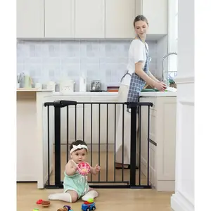 Baby Safety Gate, Baby Gates for Top Stairs Doorway, 29.5''- 40.5''Wide Pressure Mount, Black