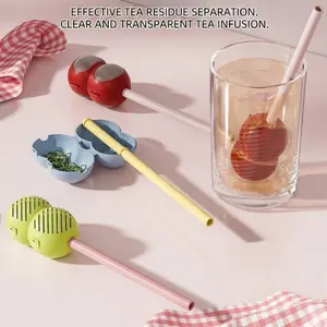 Candied Hawthorn Shaped Tea Infuser Straw, Suitable for daily tea making in family indoor spaces