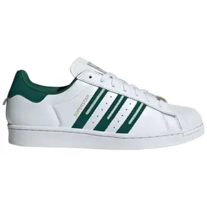 Adidas Originals Men's White/Green Superstar Sneakers, ID1374 (No Box)