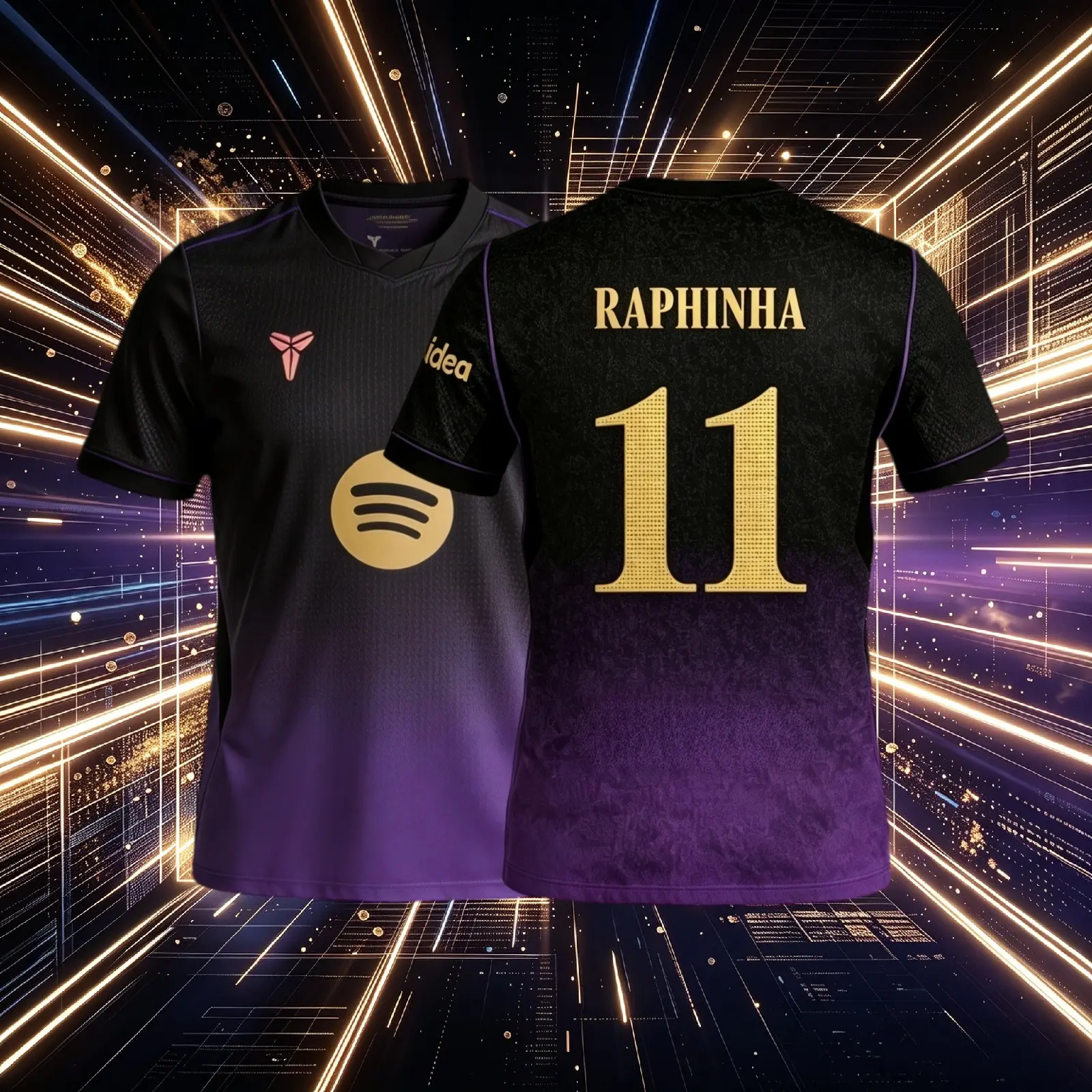 No.11 Raphinha 26 27 Away Black And Purple Short Sleeve Soccer Jersey Fans Version